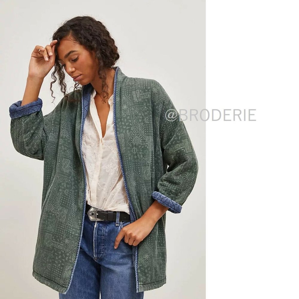 Anthropologie Bobbie Reversible Quilted Denim Jacket